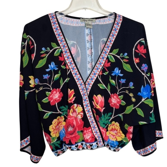 Flying Tomato Floral Print Faux Wrap Crop Top Size Medium - Picture 1 of 9